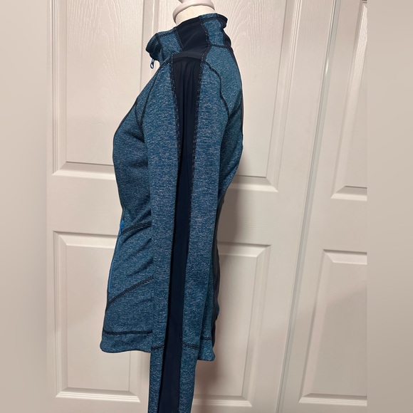 Zella Navy Mesh/ Blue white stripes Zip Up Jacket *2 Way Zipper, size S - Picture 3 of 7